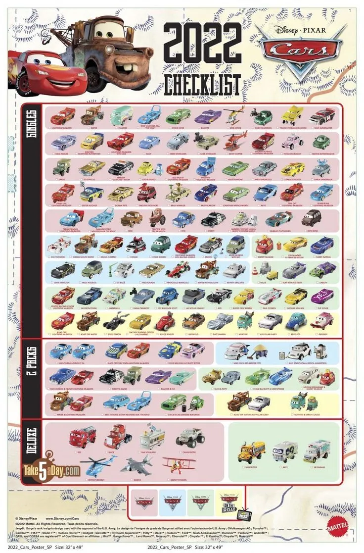 45255 cars diecast checklist main